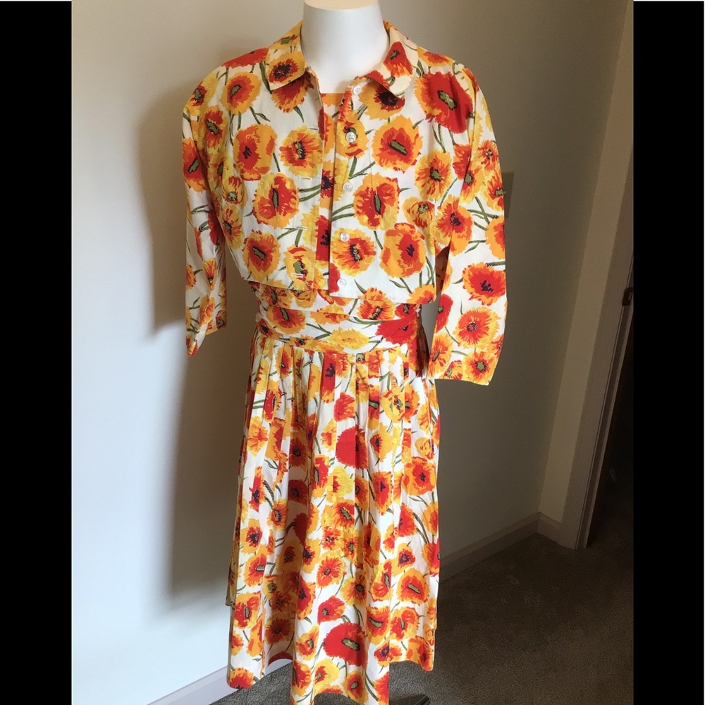 Vintage Jonathan Logan Orange Poppy Dress w Bolero